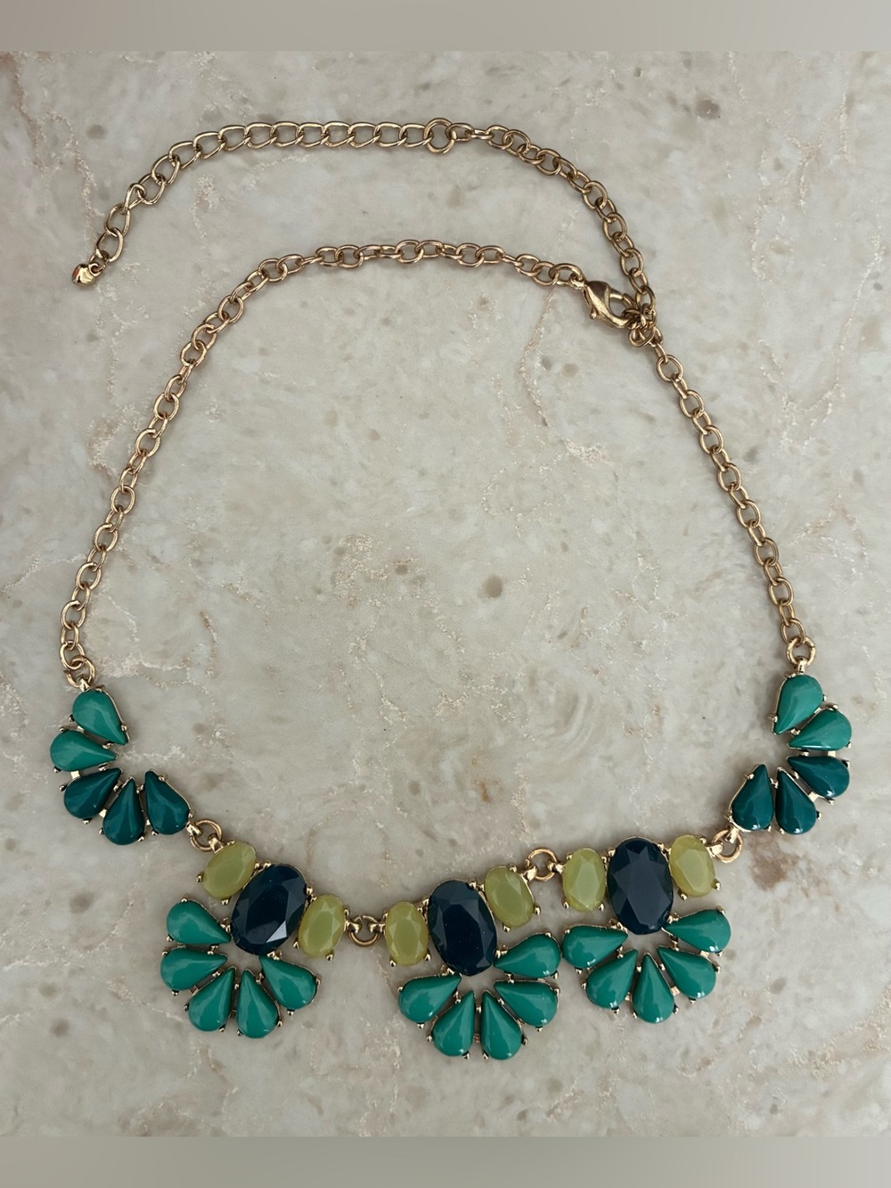 Gold-Tone Green Statement Necklace - Women Jewelry